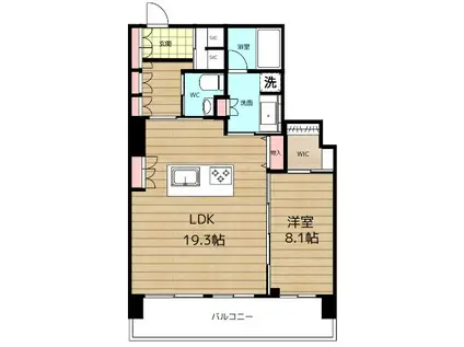 ローレルタワー難波(1LDK/10階)の間取り写真