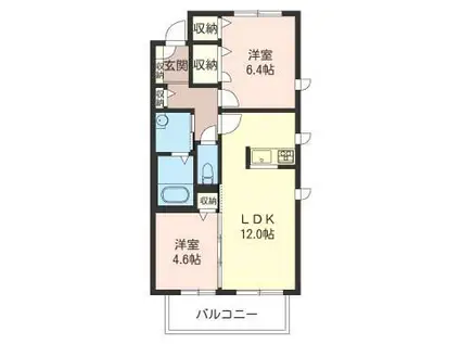 ヴィラーチェB(2LDK/2階)の間取り写真