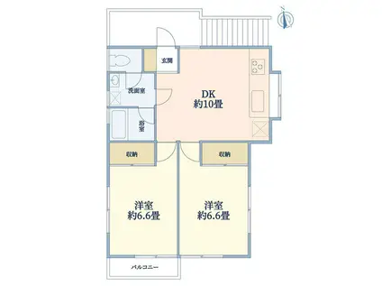 第2長谷グリーンハイツ(2DK/2階)の間取り写真