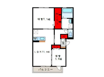ミュアフィールド(2LDK/2階)の間取り写真
