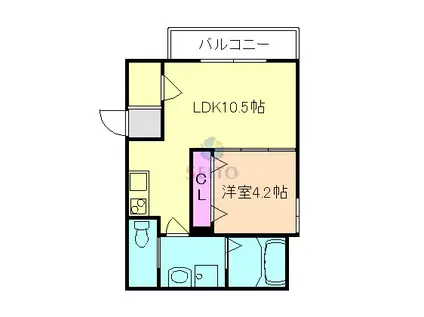 ランコントル江坂(1LDK/3階)の間取り写真