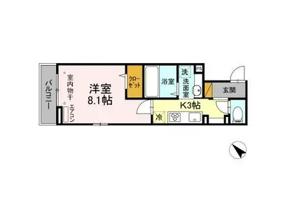 フォレスター(1K/3階)の間取り写真