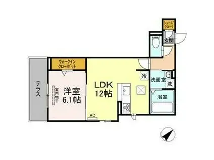 シオン佐古前町(1LDK/1階)の間取り写真