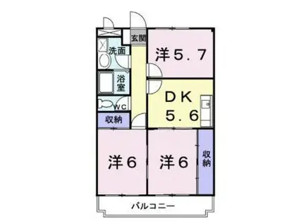 ファミーユI(3DK/2階)の間取り写真