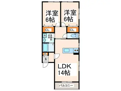 MAISON TAKARAJIMA 18番館(2LDK/2階)の間取り写真