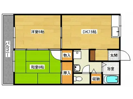 アーバン浅井A棟(2DK/2階)の間取り写真