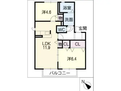 H・翔・ひまわり館(2LDK/1階)の間取り写真