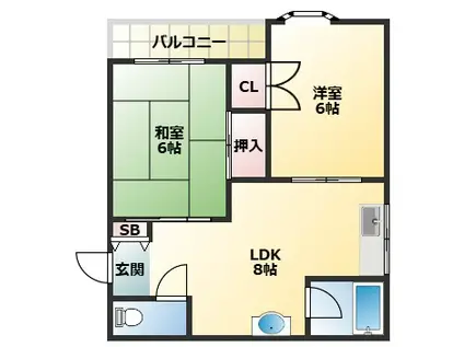 ビラ・ビアンカ(2LDK/2階)の間取り写真