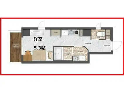 マーズアザレア通(1K/3階)の間取り写真