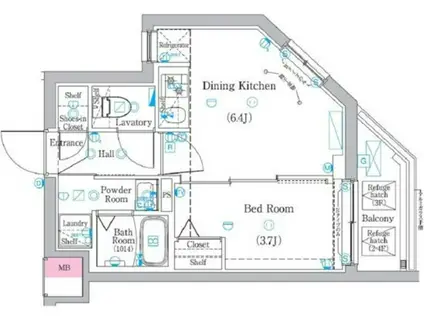 ラフィスタ高津(1DK/2階)の間取り写真