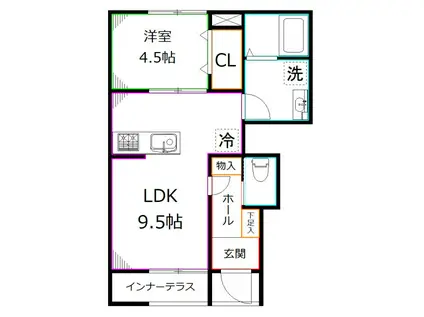 リーブルファイン小平仲町(1LDK/1階)の間取り写真