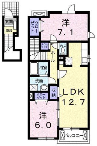 イースト ファーム(2LDK/2階)の間取り写真