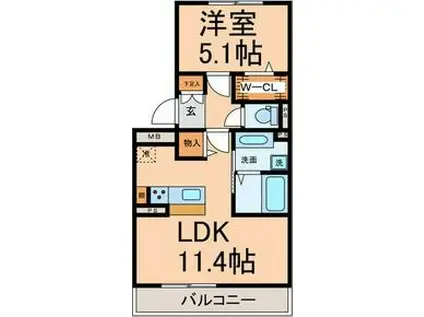 ウイングSIII(1LDK/2階)の間取り写真