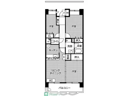 ビレッジハウス潮見タワー 1号棟(3LDK/7階)の間取り写真