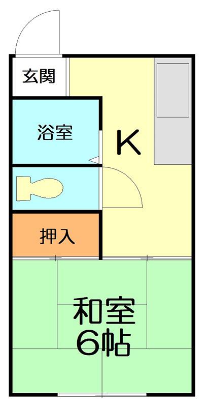鈴木荘(1DK/2階)の間取り写真