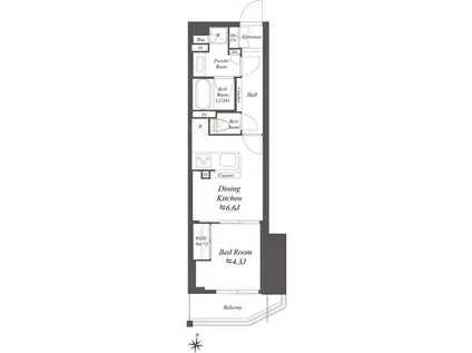 WORVE TOKYO KIB(1DK/9階)の間取り写真