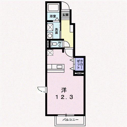 グリーンビレッジB棟(ワンルーム/1階)の間取り写真