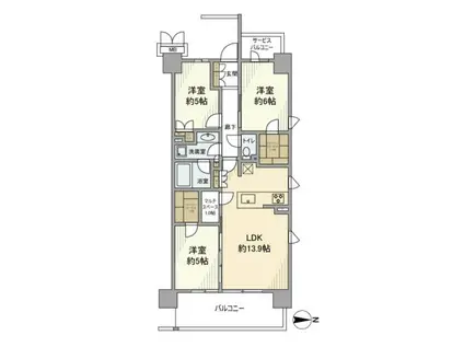 MJR新川崎(3LDK/2階)の間取り写真