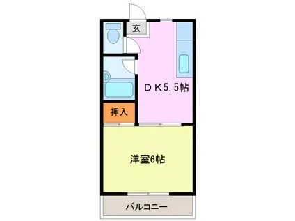 エアステ大刀洗(1DK/4階)の間取り写真