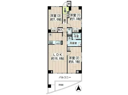 リブレスト川崎(3LDK/3階)の間取り写真