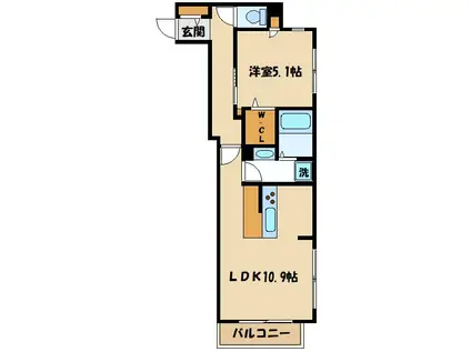 SQUARE ONE(1LDK/3階)の間取り写真