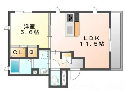 さくら瑞ヶ丘(1LDK/1階)の間取り写真
