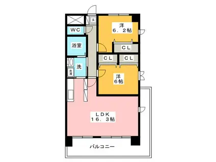 JR東海道本線 蒲原駅 徒歩18分 6階建 築12年(2LDK/3階)の間取り写真