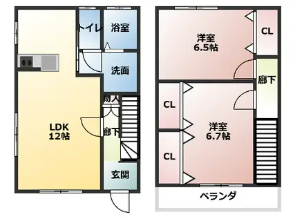 コーポモリE(2LDK/1階)の間取り写真