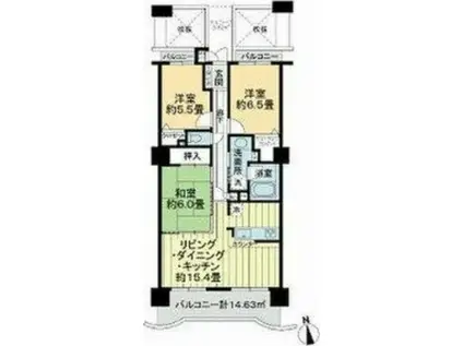 ライオンズタワー榴岡(3LDK/8階)の間取り写真