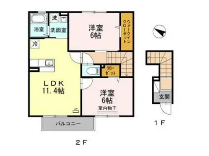 ルミエール灘崎(2LDK/2階)の間取り写真