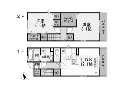 アザレアYガーデン(2LDK/1階)の間取り写真