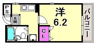 ルモンド元町(1K/2階)の間取り写真
