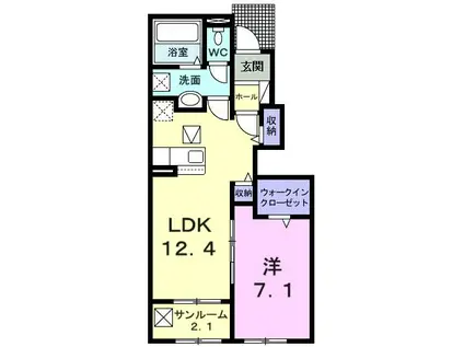 ブリーズ雨池 II(1LDK/1階)の間取り写真