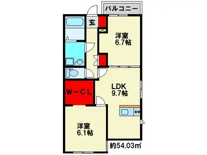 PREMIAGE緑ヶ丘 II(2LDK/3階)の間取り写真