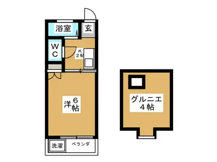 アサヒハイツ(1K/2階)の間取り写真