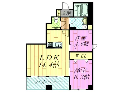 アスマチメゾン浦安(2LDK/6階)の間取り写真