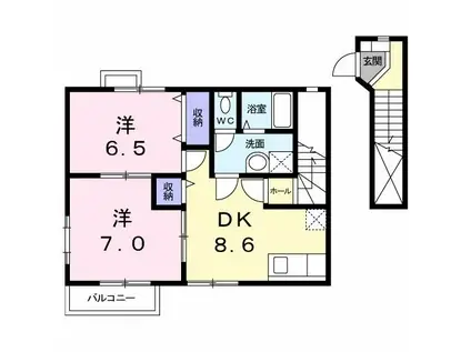 ドゥ・プランタンA(2DK/2階)の間取り写真