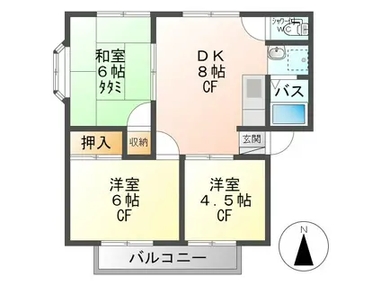 ブリリアント北(3DK/2階)の間取り写真