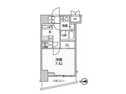 グランド神楽坂(1K/2階)の間取り写真