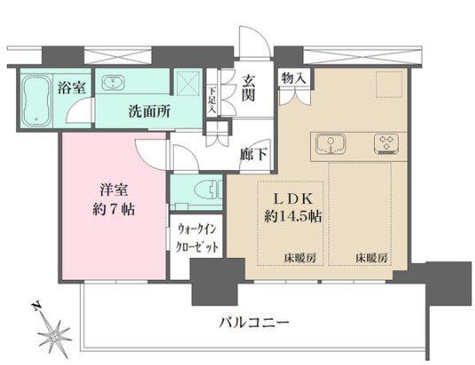 グランドメゾンTHE池下ガーデンタワー(1LDK/24階)の間取り写真