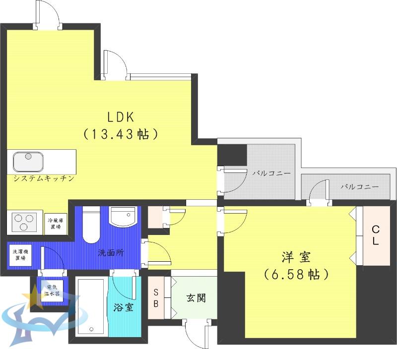 INFINITY22(1LDK/3階)の間取り写真