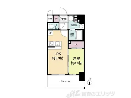 エスリードレジデンス梅田グランゲート(1LDK/7階)の間取り写真