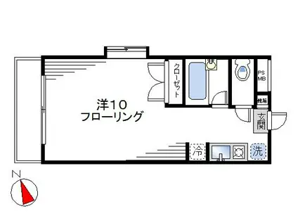 朝日代田ハイツ(ワンルーム/1階)の間取り写真