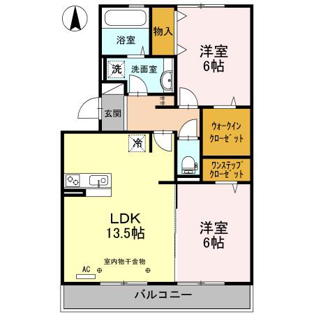 マイリーブル(2LDK/2階)の間取り写真