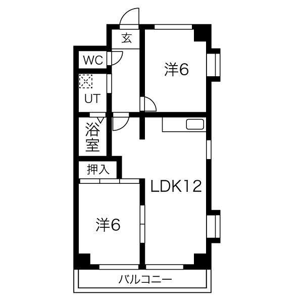 コーポラス小出(2LDK/5階)の間取り写真