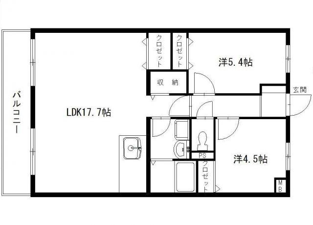 エスペランサAOI(2LDK/4階)の間取り写真