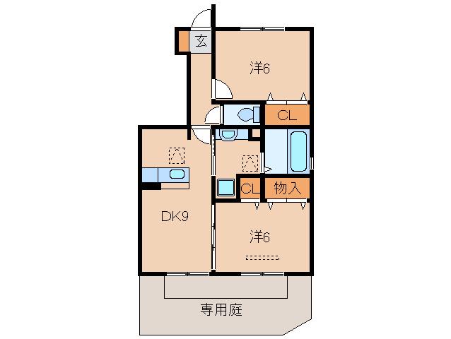 D-ROOM松江東(2DK/1階)の間取り写真