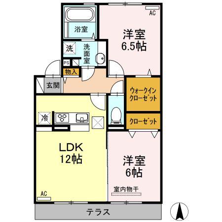 グレース ソシア A棟(2LDK/1階)の間取り写真