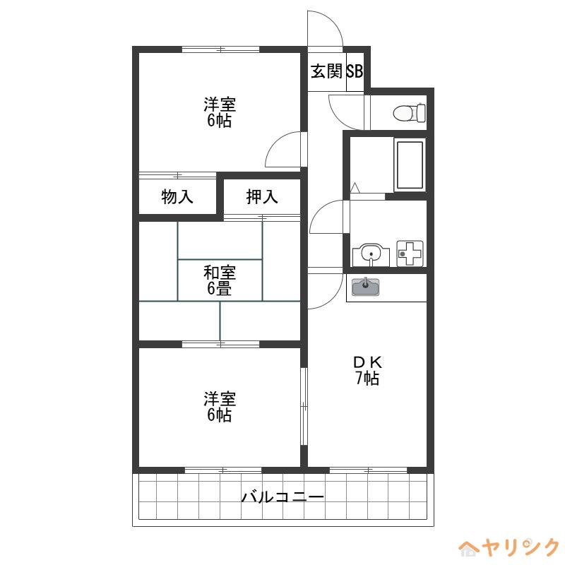 タキマツ第5マンション(3DK/2階)の間取り写真