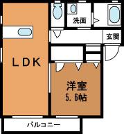 ユーガイアII(1LDK/1階)の間取り写真